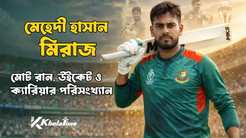 মেহেদী হাসান মিরাজ এর মোট রান, উইকেট ও ক্যারিয়ার পরিসংখ্যান